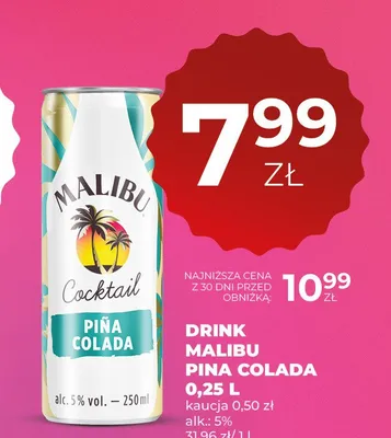 Drink Malibu Pina Colada promocja w Duży Ben