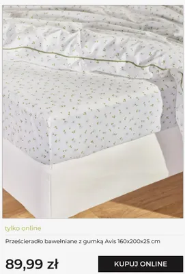 Prześcieradło bawełniane z gumką Avis home&you 160x200x25 cm promocja w home&you