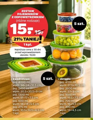 Zestaw pojemników z odpowietrznikiem promocja w Netto