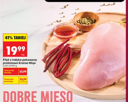 Filet z indyka pakowany próżniowo Kraina Mięs promocja w Biedronka