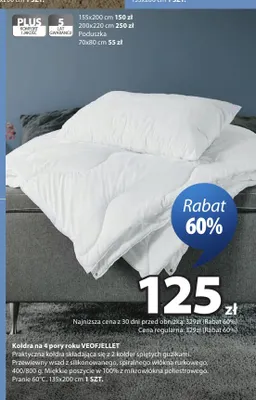 Kołdra na 4 pory roku Veofjellet 135x200 cm promocja w Jysk