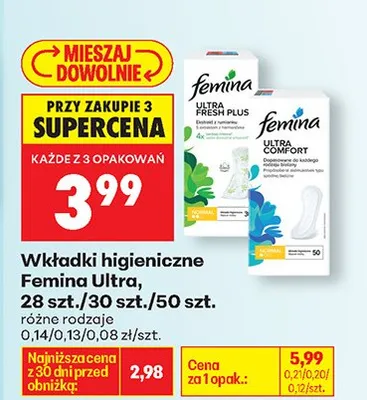 Wkładki higieniczne Ultra promocja w Biedronka