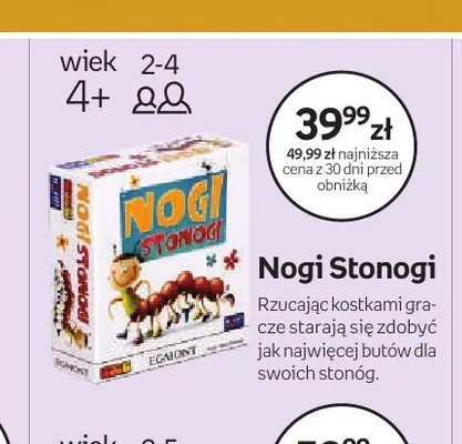 Gra planszowa Nogi Stonogi Egmont promocja w Empik