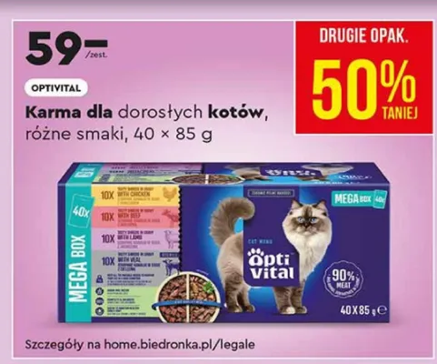 Karma dla dorosłych kotów, różne smaki DRUGA -50% promocja w Biedronka