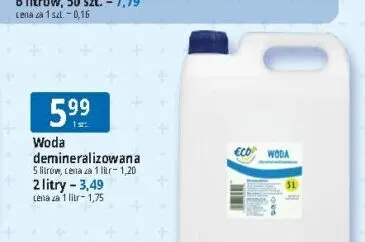 Woda demineralizowana Eco+ 5 l promocja w Leclerc
