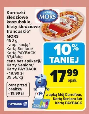 Koreczki śledziowe, filety śledziowe MORS promocja w Carrefour Market