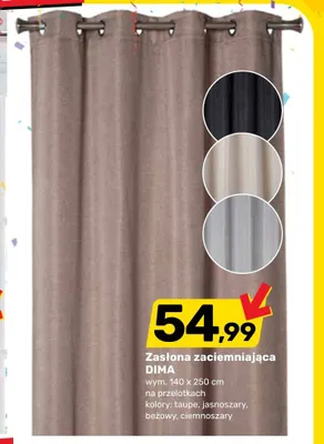 Zasłona zaciemniająca DIMA na przelotkach 140x250cm promocja w Bricomarche