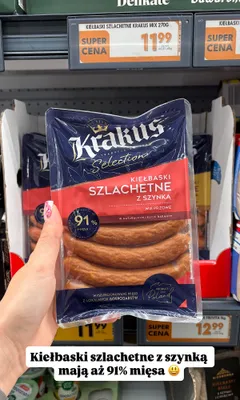 Kiełbaski szlachetne z szynką Krakus Selection promocja w Biedronka
