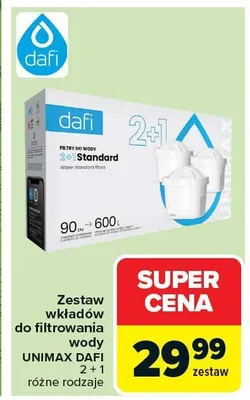 Zestaw wkładów do filtrowania wody Unimax 2+1 różne rodzaje promocja w Carrefour
