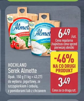 Serek Almette z pomidorami Hochland promocja w Aldi