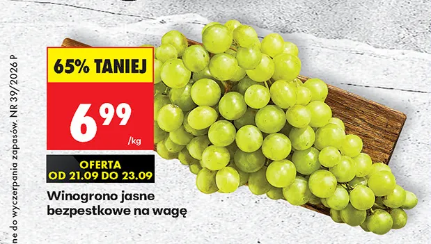 Winogrona jasne bezpestkowe promocja w Biedronka