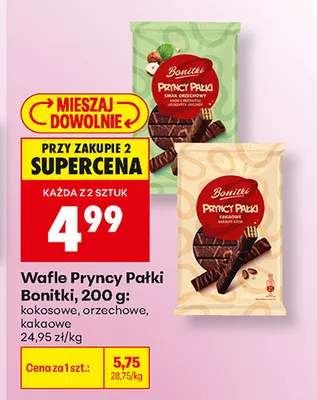Wafle Pryncy Pałki Bonitki kokosowe promocja w Biedronka