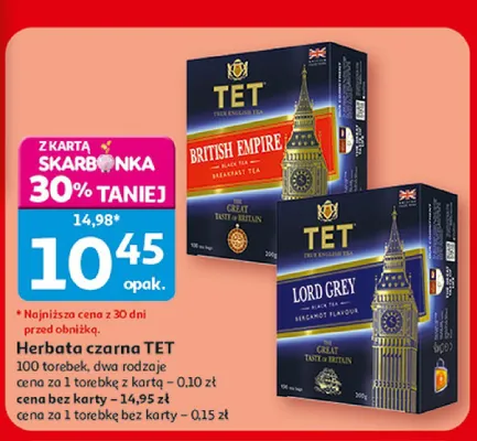 Herbata czarna TET Lord Grey promocja w Auchan