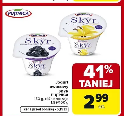 Jogurt owocowy Skyr Piątnica promocja w Carrefour Market