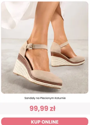 Sandały na plecionym koturnie Renee promocja w Renee