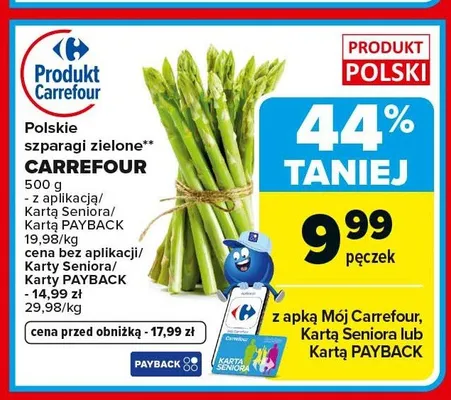 Polskie szparagi zielone Carrefour promocja w Carrefour