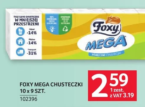 Chusteczki Mega 10x9 szt. Foxy promocja w Selgros