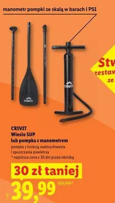 Wiosło SUP lub pompka z manometrem CRIVIT promocja w Lidl