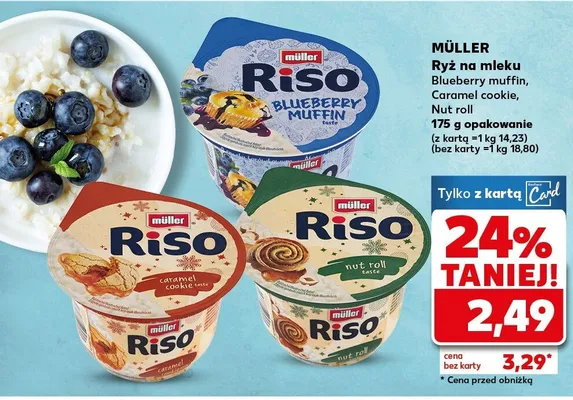 Ryż na mleku Blueberry muffin, Caramel cookie, Nut roll promocja w Kaufland