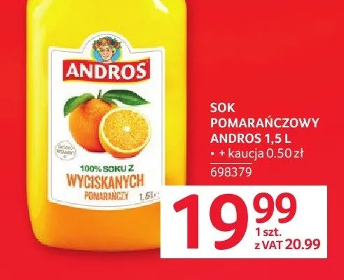 Sok pomarańczowy Andros promocja w Selgros