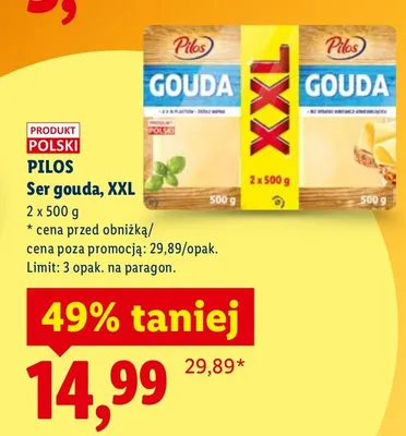 Ser gouda, XXL 2x500 g promocja w Lidl