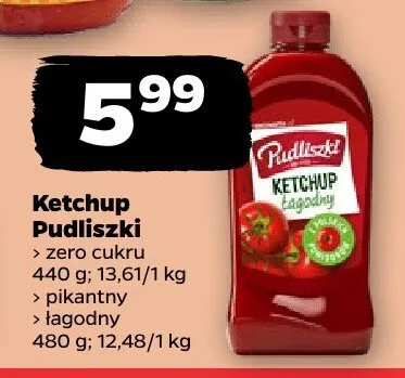 Ketchup z zero cukru łagodny promocja w Netto