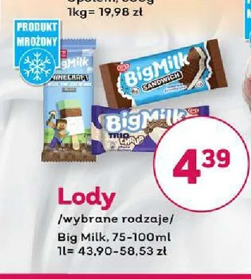 Lody Big Milk Trio Choco promocja w Bliski