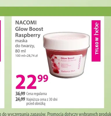 Glow Boost Raspberry maska do twarzy Nacomi promocja w Hebe