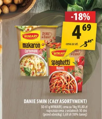 Danie 5 minut makaron Carbonara Winiary promocja w Arhelan