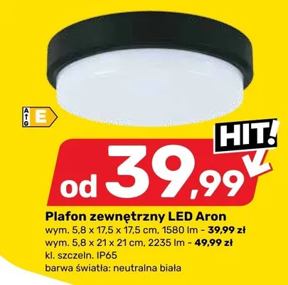 Plafon zewnętrzny LED Aron promocja w Bricomarche