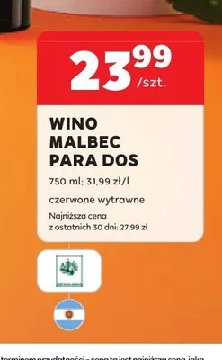 Wino Malbec Para Dos czerwone wytrawne promocja w Stokrotka