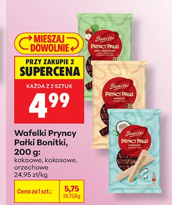 Wafelki Pryncy Pałki Bonitki kakaowe promocja w Biedronka