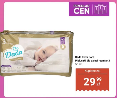 Pieluszki dla dzieci Dada Extra Care rozmiar 3 50-pak promocja w Biedronka