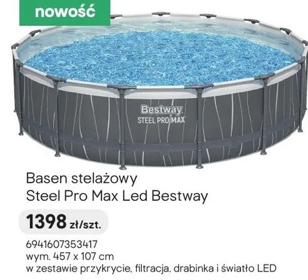 Basen stelażowy Steel Pro Max Led w zestawie przykrycie, filtracja, drabinka i światło LED promocja w Castorama