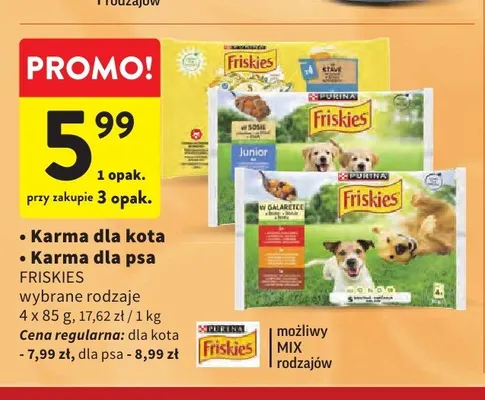 Karma dla psa Friskies 4-pak promocja w Intermarche