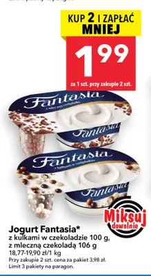 Jogurt Fantasia z mleczną czekoladą promocja w LEWIATAN