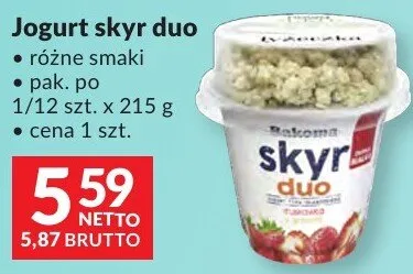 Jogurt skyr duo Bakoma różne smaki promocja w Makro