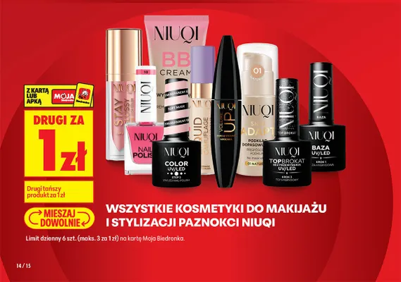 Wszystkie kosmetyki do makijażu i stylizacji Paznokci Niuqi DRUGI ZA 1 ZŁ promocja w Biedronka