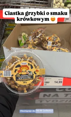 Ciastka grzybki o smaku krówkowym Krówkowe Kapelutki promocja w Aldi