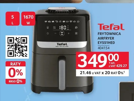 Frytownica Airfryer Tefal EY551HE0 promocja w Selgros
