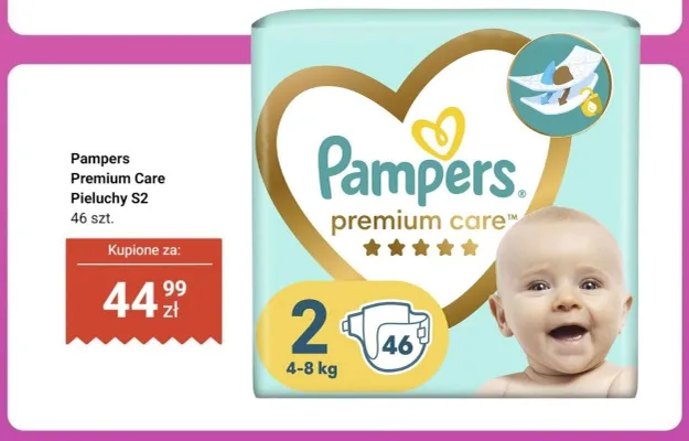Pieluchy Pampers Premium Care S2 46-pak promocja w Biedronka