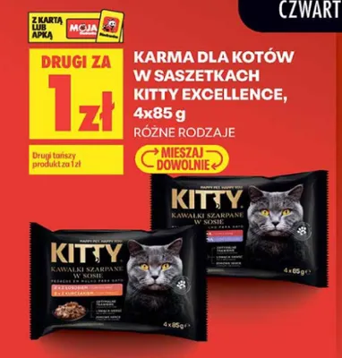 Karma dla kotów w saszetkach Kitty Excellence z łososiem 4-pak promocja w Biedronka