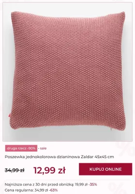 Poszewka jednokolorowa dzianinowa Zaldar 45x45 cm home&you promocja w home&you