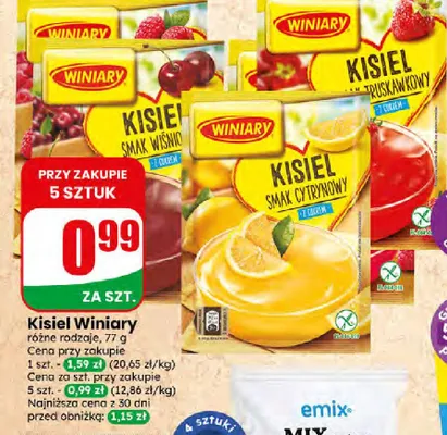 Kisiel Winiary smak wiśniowy z cukrem promocja w Dino