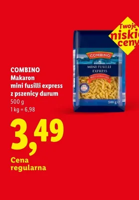 Makaron mini fusilli express z pszenicy durum Combino promocja w Lidl