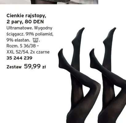 Cienkie rajstopy 2-pak 80 DEN promocja w Tchibo