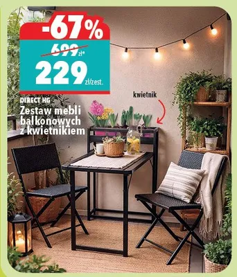 Zestaw mebli balkonowych z kwietnikiem promocja w Biedronka Home