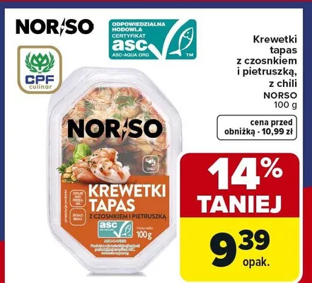 Krewetki tapas z czosnkiem i pietruszką, z chili promocja w Carrefour
