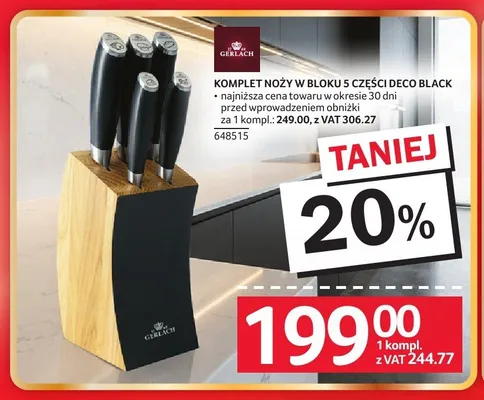 Komplet noży w bloku 5 części Deco Black Gerlach promocja w Selgros