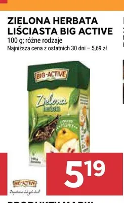 Zielona herbata liściasta Big-Active promocja w Stokrotka